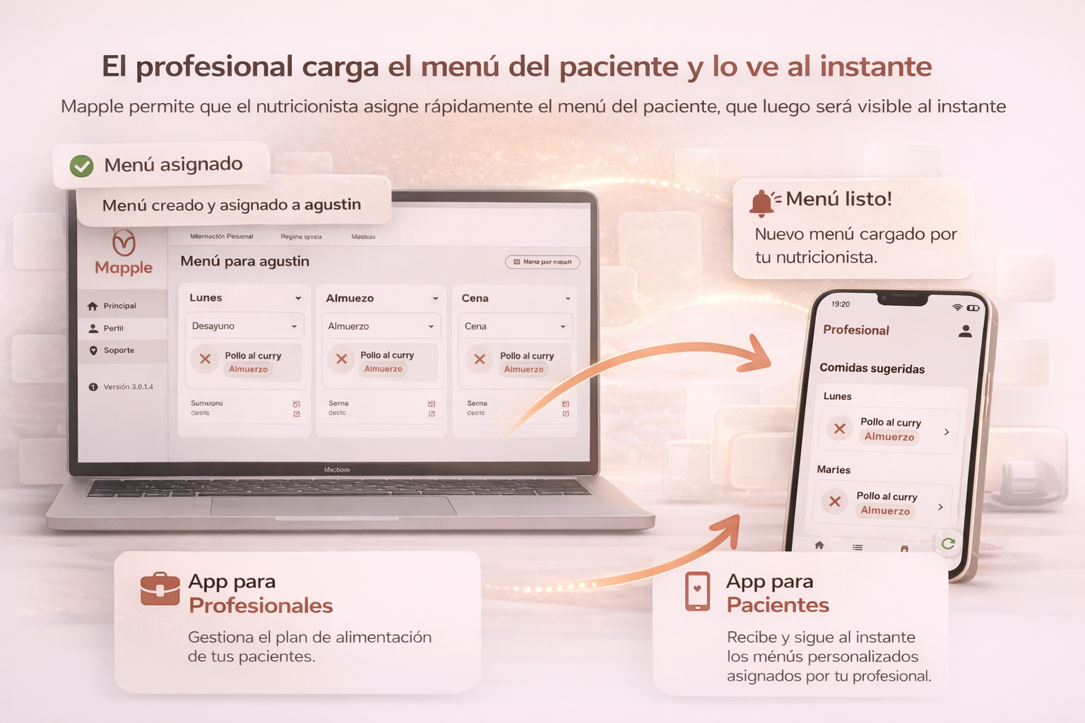 Nutricionista cargando comidas para un paciente